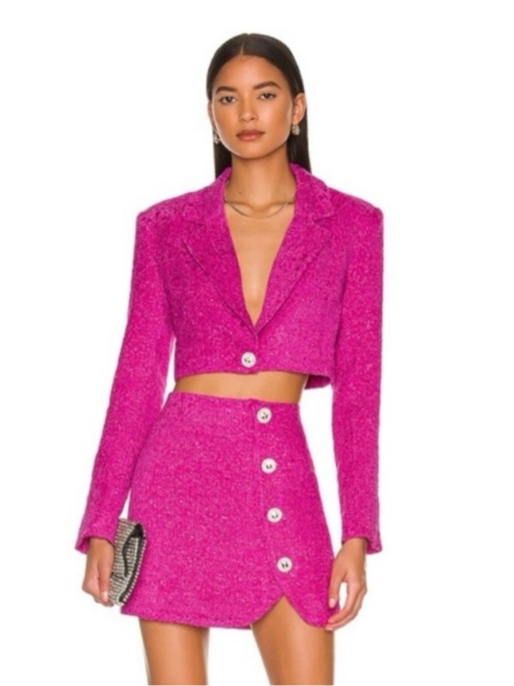 Cropped Fuchsia set skirt and Jacket - Women's revolve (new, worn only once)